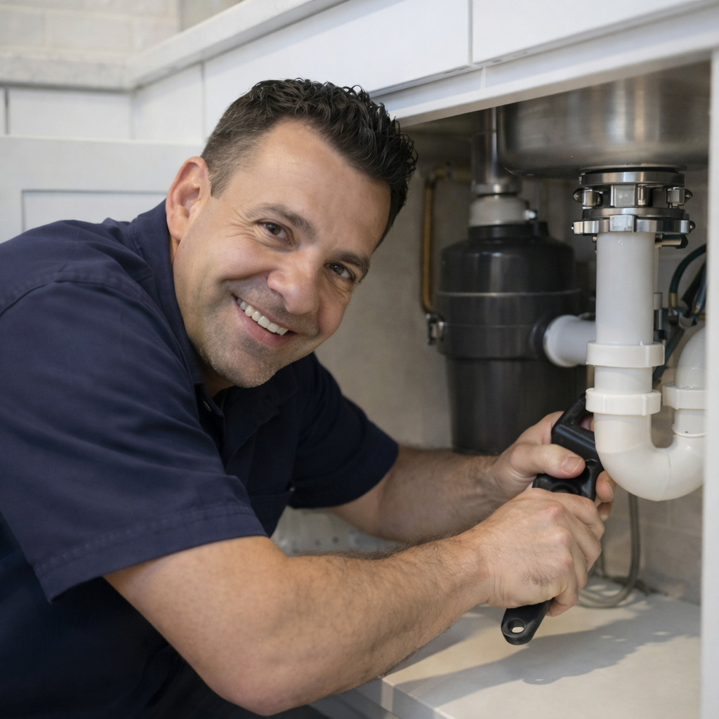 owner plumber joe repairing sink plumbing in mason ohio call (513) 400-6401